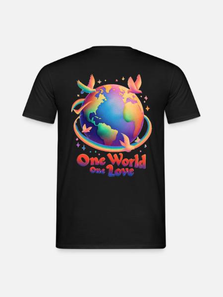 One World One Love - Männer T-Shirt - Schwarz