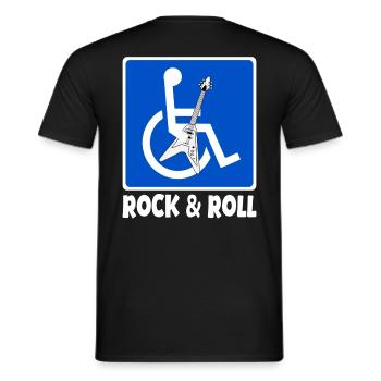 Rock & Roll - rock 'n' roll - wheelchair funny - Men's T-Shirt - black - Back - AI Model Male 178 light (178cm)