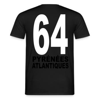 Pyrénées-Atlantiques 64 - T-shirt homme - noir - Dos - AI Model Male 178 light (178cm)