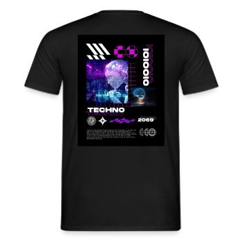 In Techno We Trust Roboter Design - Männer T-Shirt - Schwarz - Hinten - AI Model Male 178 light (178cm)