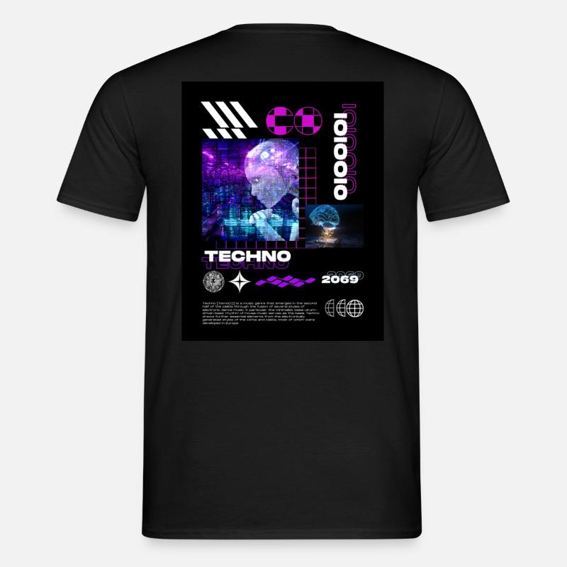 In Techno We Trust Roboter Design - Männer T-Shirt - Schwarz