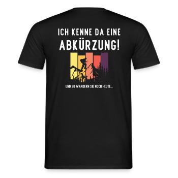 Wandern Ich kenne da eine Abkürzung Schrift lustig - Männer T-Shirt - Schwarz - Hinten - AI Model Male 178 light (178cm)