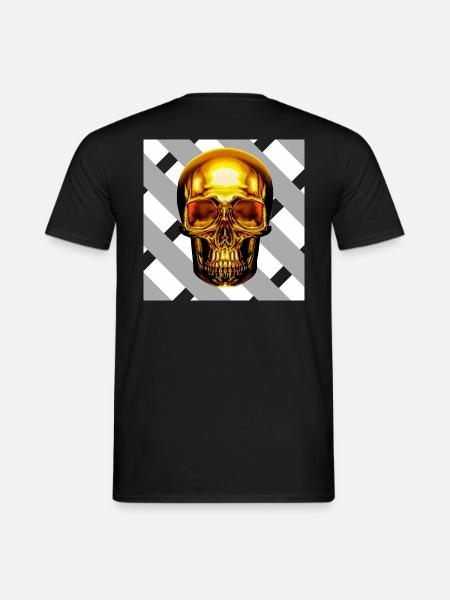 Goldener Schädel: Rebellisch und stilvoll - Männer T-Shirt - Schwarz