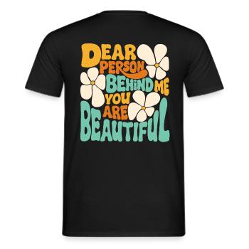 Chère personne derrière moi. Tu es belle. (bleu 2) - T-shirt homme - noir - Dos - AI Model Male 178 light (178cm)