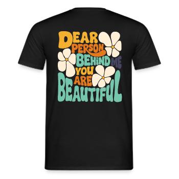 Chère personne derrière moi. Tu es belle. (bleu 1) - T-shirt homme - noir - Dos - AI Model Male 178 light (178cm)