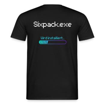 Sixpack EXE lustig Schriftzug für Fitness Training - Männer T-Shirt - Schwarz - Hinten - AI Model Male 178 light (178cm)