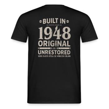 BUILT IN 1948 LUSTIGES 72. GEBURTSTAG GESCHENK - Männer T-Shirt - Schwarz - Hinten - AI Model Male 178 light (178cm)