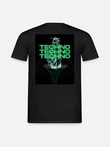 In Techno We Trust Wurmloch Design - Männer T-Shirt - Schwarz
