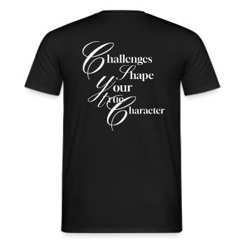 Les défis façonnent votre véritable caractère - T-shirt homme - noir - Dos - AI Model Male 178 light (178cm)