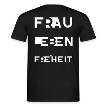FRAU LEBEN FREIHEIT - Männer T-Shirt - Schwarz - Hinten - AI Model Male 178 light (178cm)