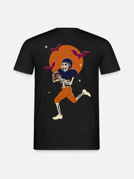 Halloween-Skeleton-Footballspieler - Männer T-Shirt - Schwarz