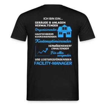 Facility Manager Facility Management Haustechniker - Männer T-Shirt - Schwarz - Hinten - AI Model Male 178 light (178cm)