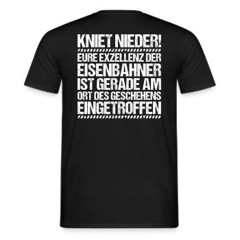 Eisenbahner Triebfahrzeugführer Railroader - Männer T-Shirt - Schwarz - Hinten - AI Model Male 178 light (178cm)