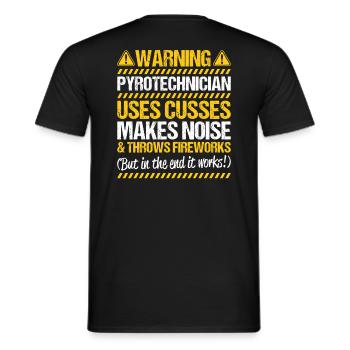 Pyrotechnicien Feux d’artifice Pyrotechnie Pyrotechnicien - T-shirt homme - noir - Dos - AI Model Male 178 light (178cm)