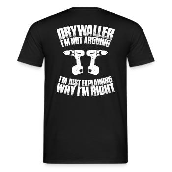 Drywall fitter Drywaller - Men's T-Shirt - black - Back - AI Model Male 178 light (178cm)