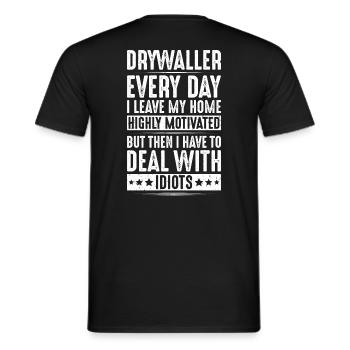 Drywall fitter Drywaller - Men's T-Shirt - black - Back - AI Model Male 178 light (178cm)