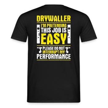 Installateur de cloisons sèches Drywaller - T-shirt homme - noir - Dos - AI Model Male 178 light (178cm)