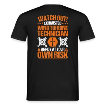 Service Technician Wind Turbines Wind Energy - Men's T-Shirt - black - Back - AI Model Male 178 light (178cm)