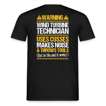Service Technician Wind Turbines Wind Energy - Men's T-Shirt - black - Back - AI Model Male 178 light (178cm)