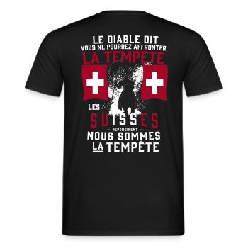 Tempête Suisses - T-shirt homme - noir - Dos - AI Model Male 178 light (178cm)
