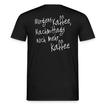 Coffee in the morning, even more white coffee in the afternoon - Men's T-Shirt - black - Back - AI Model Male 178 light (178cm)