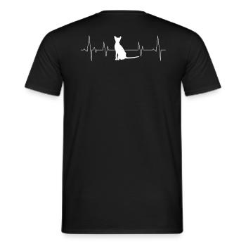 Chat avec une ligne de cœur - T-shirt homme - noir - Dos - AI Model Male 178 light (178cm)