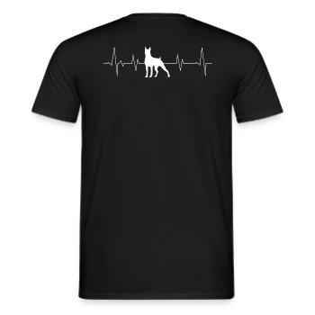 Doberman au départ avec ligne de cœur - T-shirt homme - noir - Dos - AI Model Male 178 light (178cm)