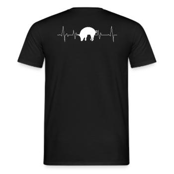 Pig farming shirt heartline - Men's T-Shirt - black - Back - AI Model Male 178 light (178cm)