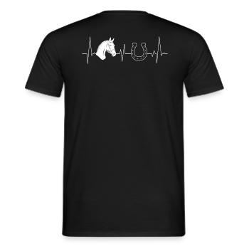 Tête de cheval Fer à cheval Coeur ligne - T-shirt homme - noir - Dos - AI Model Male 178 light (178cm)