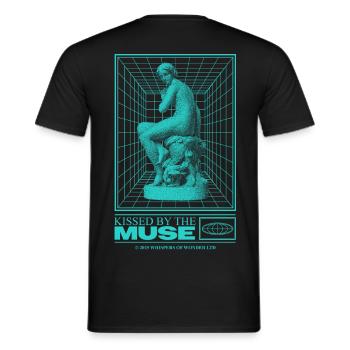 Neon-Statue im Cyberraum - Männer T-Shirt - Schwarz - Hinten - AI Model Male 178 light (178cm)