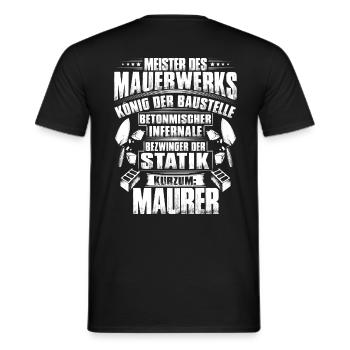 Maurer/Bauarbeiter/Rohbau/Bauberuf/Geschenk - Männer T-Shirt - Schwarz - Hinten - AI Model Male 178 light (178cm)