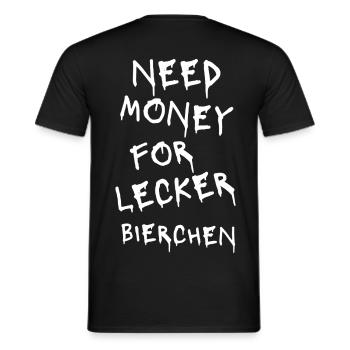 Für Bierfreunde X Need Money For Lecker Bierchen - Männer T-Shirt - Schwarz - Hinten - AI Model Male 178 light (178cm)