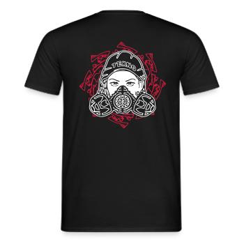 tekno 23 gas mask girl - Männer T-Shirt - Schwarz - Hinten - AI Model Male 178 light (178cm)