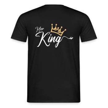 Her King King Queen Couple Outfit - Men's T-Shirt - black - Back - AI Model Male 178 light (178cm)