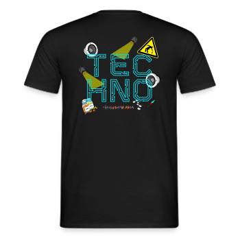 TECHNO - Rave Kollektion - Männer T-Shirt - Schwarz - Hinten - AI Model Male 178 light (178cm)