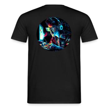 Futuristischer 80er Retro Trash PC Nerd - Männer T-Shirt - Schwarz - Hinten - AI Model Male 178 light (178cm)
