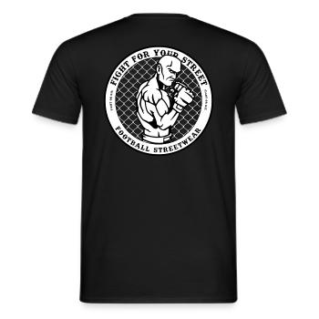 Football Streetwear Ultras Hooligans - Men's T-Shirt - black - Back - AI Model Male 178 light (178cm)