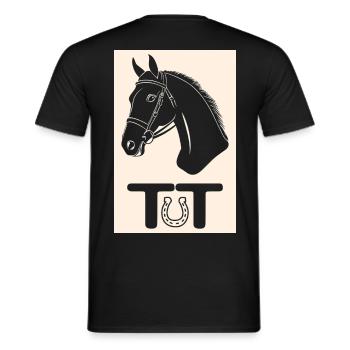 Equestrian Tournament Trotrel with Horseshoe - Men's T-Shirt - black - Back - AI Model Male 178 light (178cm)