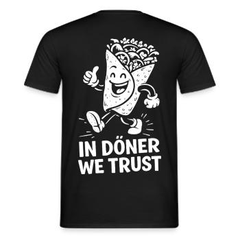 In Döner We Trust – The Most Sacred Snack in the World - Men's T-Shirt - black - Back - AI Model Male 178 light (178cm)