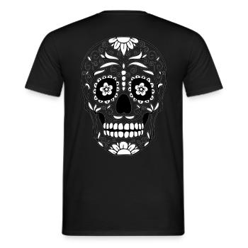 Fleurs de crâne - T-shirt homme - noir - Dos - AI Model Male 178 light (178cm)