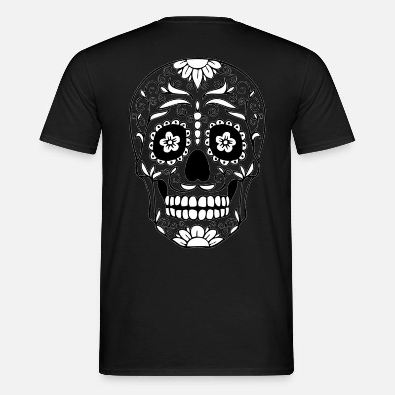 Schädelblumen - Männer T-Shirt - Schwarz