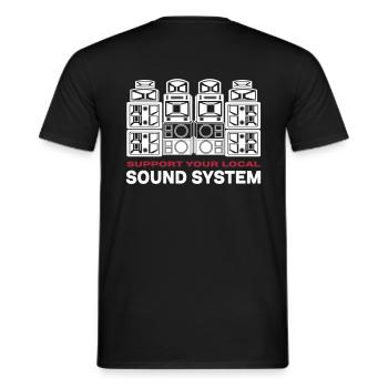 support sound system - Men's T-Shirt - black - Back - AI Model Male 178 light (178cm)