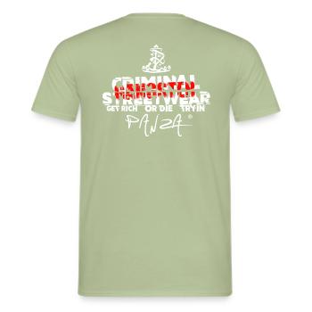 GETRICH RED - Männer T-Shirt - Sage - Hinten - AI Model Male 178 light (178cm)