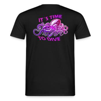 Octopus Diving Diver - Men's T-Shirt - black - Back - AI Model Male 178 light (178cm)