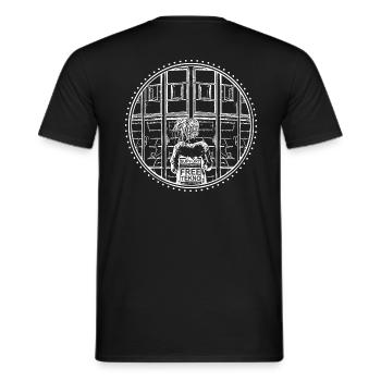 Support Freetekno - Men's T-Shirt - black - Back - AI Model Male 178 light (178cm)