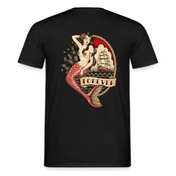 TATOUAGE MERMAID "FOREVER" - T-shirt homme - noir - Dos - AI Model Male 178 light (178cm)