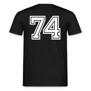 74 - Männer T-Shirt - Schwarz - Hinten - AI Model Male 178 light (178cm)