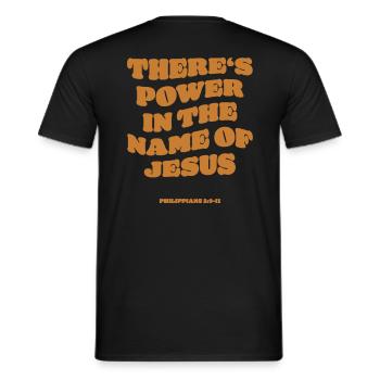 Name of Jesus - christian design - Men's T-Shirt - black - Back - AI Model Male 178 light (178cm)