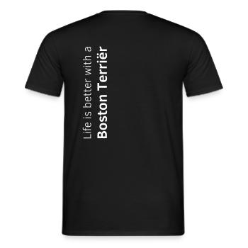 Life is better with a Boston Terrier t shirt - Men's T-Shirt - black - Back - AI Model Male 178 light (178cm)