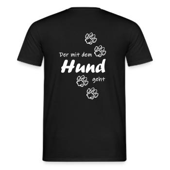 Der mit dem Hund geht - Männer T-Shirt - Schwarz - Hinten - AI Model Male 178 light (178cm)